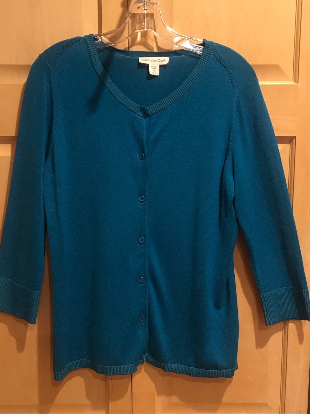 Coldwater Creek Teal Button Silk Cardigan